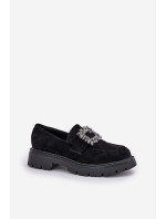 Dámské mokasíny na podpatku JH23-61 Černá - Step in style
