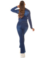 Sexy tmavý denim použitý vzhled flarred Jeans