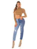 Sexy Highwaist Bi-Color Mom Jeans Použitý vzhled