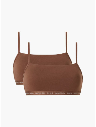 Dámská bralettka 2 pack 000QF6040E - W5K - Hnědá - Calvin Klein