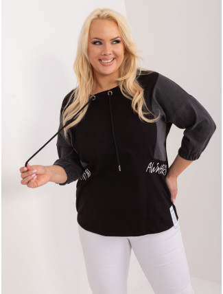 Černá dámská halenka plus size s 3/4 rukávem