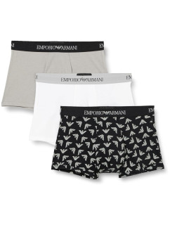 Pánské boxerky 111625 4R722 18111 šedé/bíle/potisk - Emporio Armani