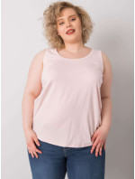 Světle růžovém plus size top z bavlny Keyla