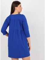 Kobaltově modré minišaty plus size s kapsami od Dalenne