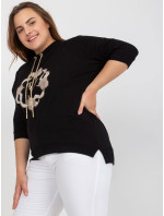 Černá dámská halenka plus size s 3/4 rukávem