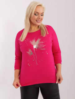 Fuchsiová dámská halenka plus size s potiskem