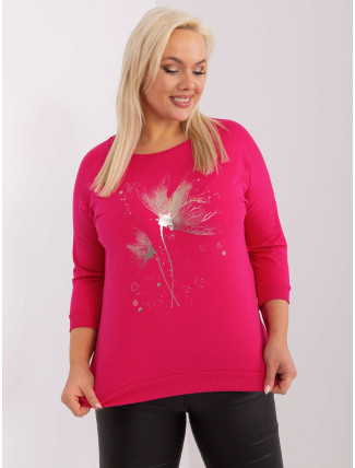 Fuchsiová dámská halenka plus size s potiskem