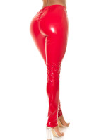 Sexy kalhoty KouCla Latex Look se šněrováním