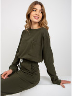 Dámský basic set sukně a mikina - khaki