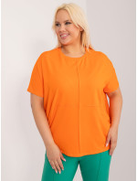 Fluo oranžová halenka plus size s kulatým výstřihem