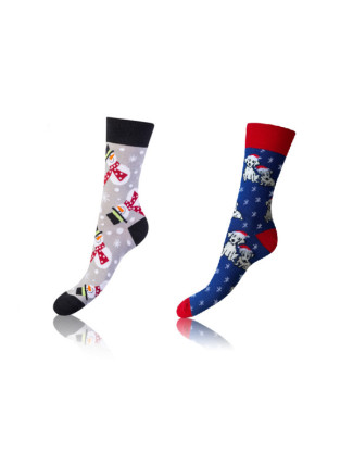 Veselé ponožky 2 páry CRAZY SOCKS 2x - BELLINDA - šedá