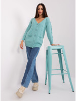 Dámský mint cardigan s kabely