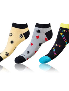 Zábavné nízké crazy ponožky unisex v setu 3 páry CRAZY IN-SHOE SOCKS 3x - BELLINDA - žlutá