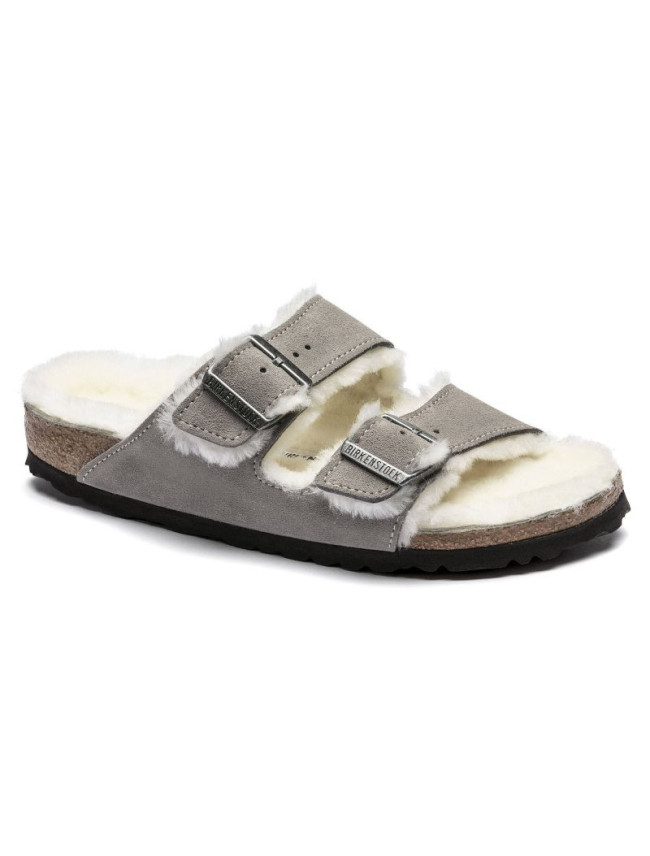 Birkenstock women's/men's insulated flip-flops Arizona Shearling Stone Coin semiš s ovčí vlnou regular wide (1017402) dámské