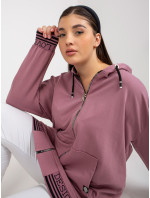 Prašně růžová plus size mikina na zip s kapsami