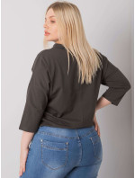 Tmavá khaki halenka plus size velikosti s nápisem Perry