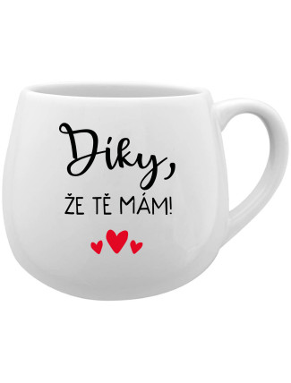 DÍKY, ŽE TĚ MÁM! - bílý keramický hrníček 300 ml