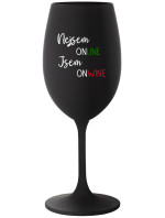 NEJSEM ONLINE JSEM ONWINE - černá sklenice na víno 350 ml