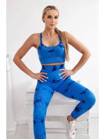 Dámský fitness set top + push up legíny - chrpově modrá