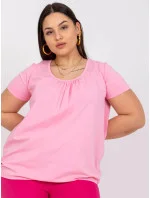 Světle růžová bavlněná halenka Celeste plus size