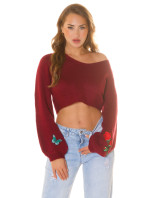 Sexy KouCla Crop knit sweater with patches