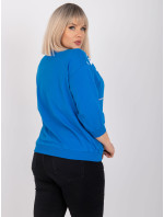 Tmavě modrá halenka plus size s nášivkou Margeret