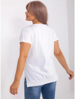 Bílá a fialová halenka plus size s kamínky