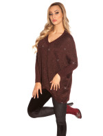 Trendy svetr KouCla V-Cut Oversize Glitter