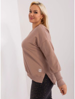 Tmavě béžová halenka plus size s rozparky