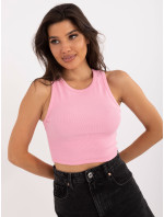 Růžový basic crop top