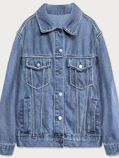 Světle modrá dámská džínová denim bunda se zirkony (T2861)