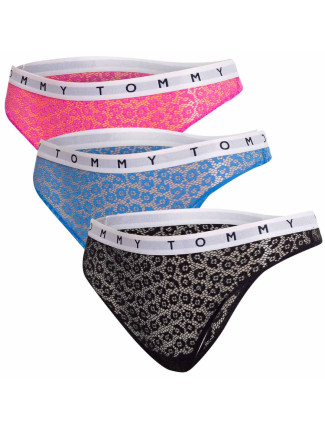 Tommy Hilfiger 3Pack tanga kalhotky UW0UW025240VH Black/Pink/Blue