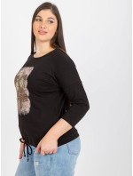 Dámská černá halenka plus size s potiskem