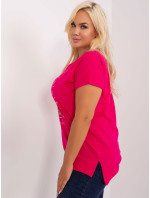 Fuchsiová dámská halenka plus size s nápisy