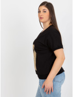 Dámská černá halenka plus size s potiskem