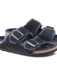 Birkenstock Arizona VL Shearling Midnight zateplené žabky semišová kůže úzké (1020583)