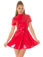 Sexy Koucla Latex Look shortsleeve Skater-Dress