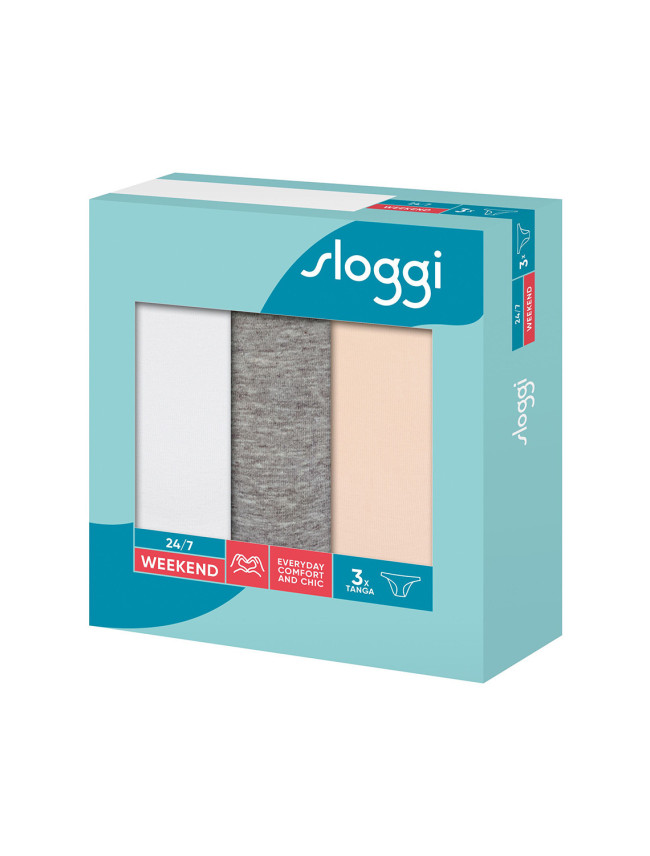 Sloggi 10198201 24/7 Weekend Tanga C3P  Majtki kolor:m015-white-light combination