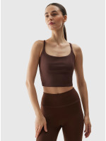 Dámský crop top na jógu z recyklovaných materiálů 4F - hnědý