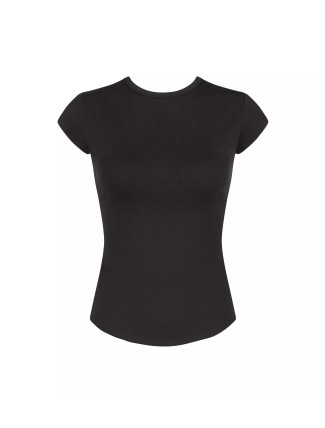 Dámské tričko GO Ribbed T-Shirt - BLACK - černé 0004 - SLOGGI