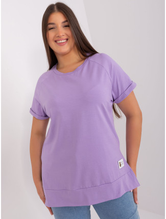 Světle fialová halenka s rozparkem plus size basic