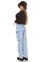 Sexy džíny Musthave Highwaist Cargo Jeans light denim