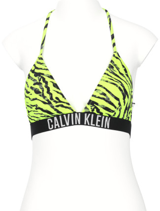 Dámská plavková podprsenka KW0KW02331 OIC neonově žlutá s potiskem - Calvin Klein