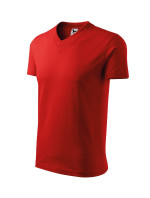 V-neck tričko unisex červená