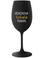 DĚDEČKOVA TEKUTÁ TERAPIE - černá sklenice na víno 350 ml