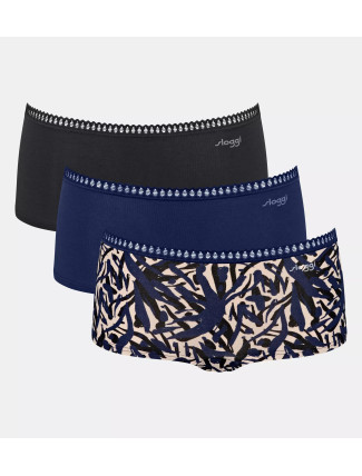 Dámské kalhotky GO Crush Short C3P - BLUE - modré M008 - SLOGGI