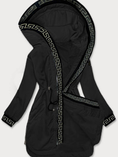 Tenká černá dámská bunda s ozdobnou lemovkou S'West (B8140-1)