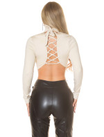 Sexy KouCla Long Sleeve Crop Shirt laced