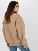 Tmavě béžová mikina bez kapuce oversize střihu
