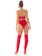 Sexy Koucla Latexový vzhled bandeau topu se zipem